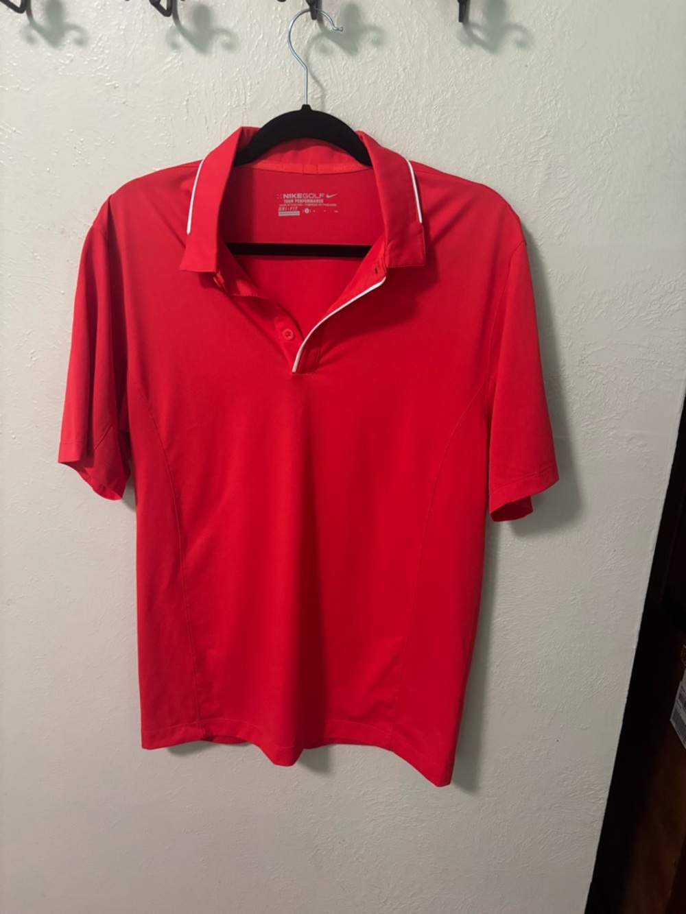 Nike Red Polo with White Contrast Piping